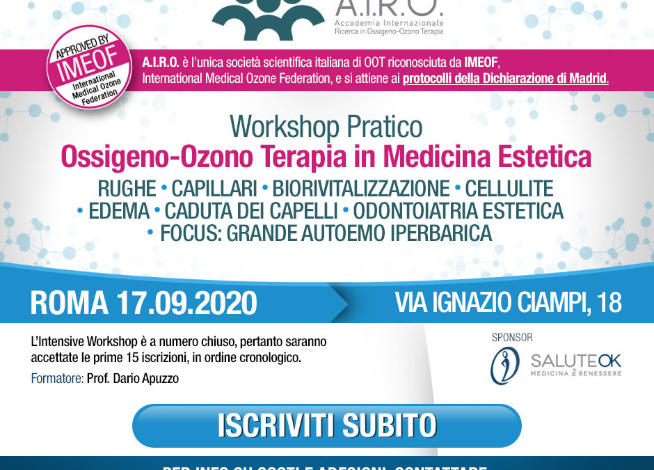 Workshop Pratico: Ossigeno-Ozono Terapia in Medicina Estetica – Roma 17.09.2020