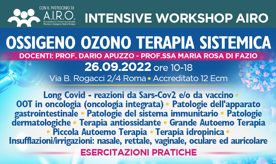 OSSIGENO OZONO TERAPIA SISTEMICA – Intensive Workshop