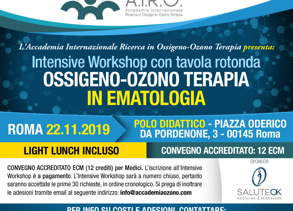 IWS con tavola rotonda OSSIGENO-OZONO TERAPIA IN EMATOLOGIA – ROMA 22.11.2019