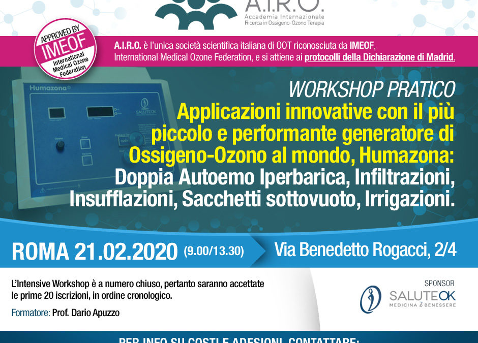 Workshop Pratico: generatore di Ossigeno-Ozono Humazona – Roma 21.02.2020