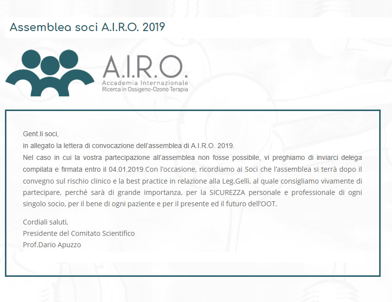 Assemblea soci A.I.R.O. 2019